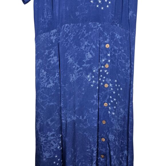 COCO INTERNATIONAL Maxi Dress Short Sleeve Stars Celestial M Whimsy Handmade - Picture 4 of 8